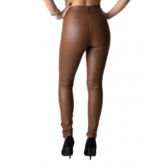 Pantaloni Dama Din Piele Ecologica Maro Vatuiti, Quinn Pantaloni Dama Din Piele Ecologica Maro Vatuiti, Quinn